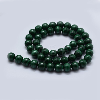 Natural Malachite Beads Strands G-F571-27AA2-8mm-1