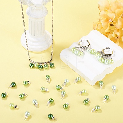 70Pcs 5 Colors Glass Pearl Pendants PALLOY-TAC0320-1