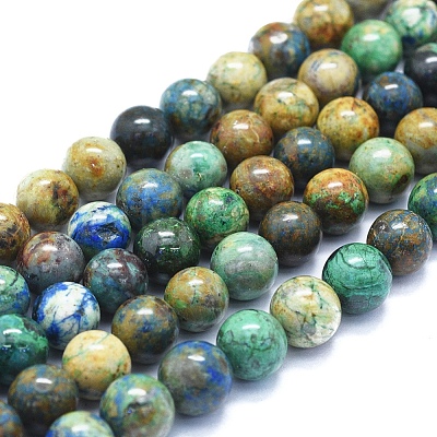 Natural Chrysocolla Beads Strands G-E561-17-10mm-1
