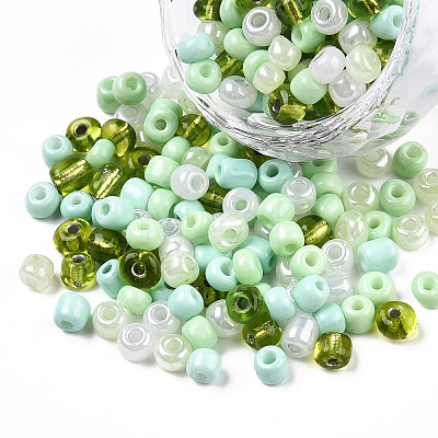 Opaque & Transparent Inside Colours Glass Seed Beads SEED-F004-4mm-04-1