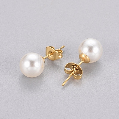 Plastic Imitation Pearl Stud Earrings STAS-D0001-03-1