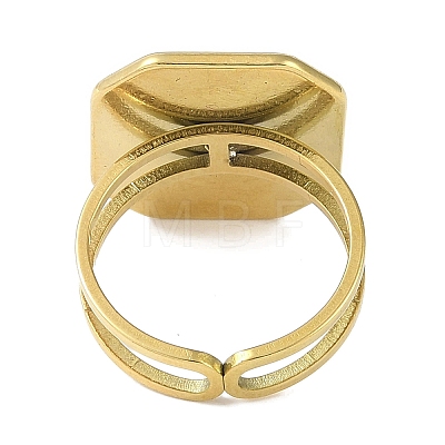 Ion Plating(IP) 304 Stainless Steel Enamel Octagon Cuff Finger Rings RJEW-L107-069G-01-1