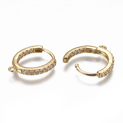 Brass Huggie Hoop Earring Findings ZIRC-F103-03-G-1