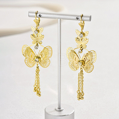 Iron Filigree Butterfly Dangle Leverback Earrings UH4970-1