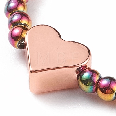 Glass Beaded Finger Ring with Brass Heart for Women RJEW-JR00466-1