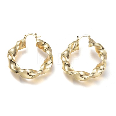 Brass Hoop Earrings EJEW-P264-A11-G-1