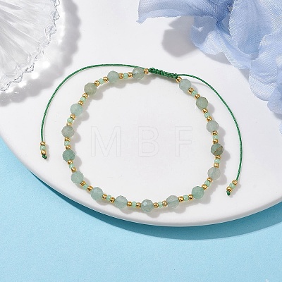 Adjustable Natural Green Aventurine & Glass Braided Bead Bracelet BJEW-JB10137-05-1