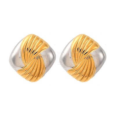 304 Stainless Steel Two Tone Stud Earrings EJEW-Z109-05GP-02-1