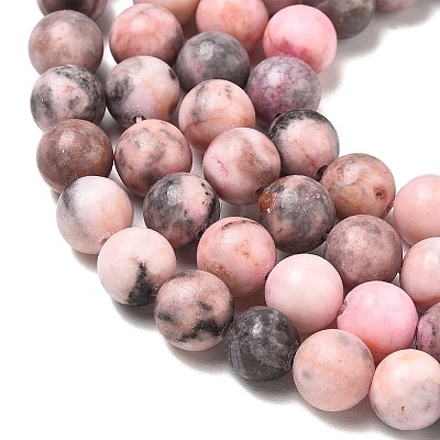 Natural Pink Zebra Jasper Beads Strands G-P231-01-8mm-1