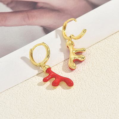 Brass Enamel Deer Hoop Earrings KX0069-1