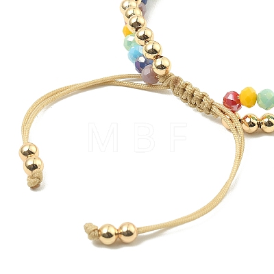 Heart & Daisy Enamel Charm Bracelet with Shell Pearl BJEW-TA00383-1