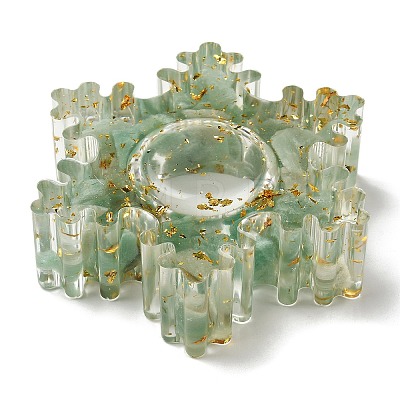 Natural Green Aventurine & Resin Candle Holder Molds DJEW-H012-02B-1