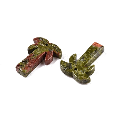 Natural Unakite Coconut Tree Pendants G-N342-02B-1