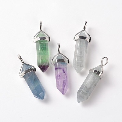 Natural Fluorite Double Terminated Pointed Pendants G-J261-B16-1