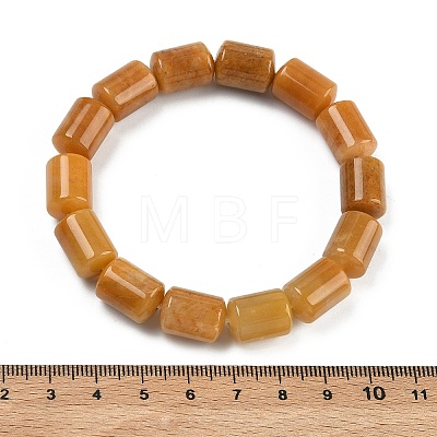 Column Natural Topaz Jade Beads Stretch Bracelets for Women Men BJEW-A148-01A-23-1