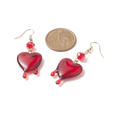 Resin Melting Heart Dangle Earrings EJEW-TA00216-1