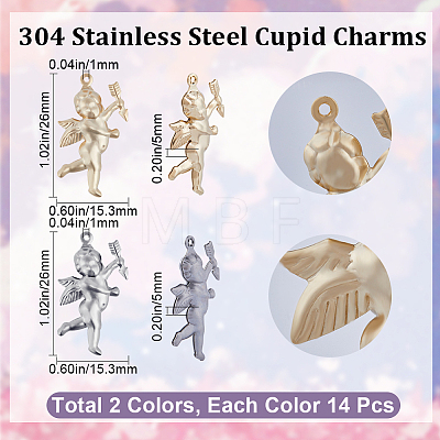 28Pcs 2 Colors Valentine's Day 304 Stainless Steel Pendants STAS-BBC0002-77-1