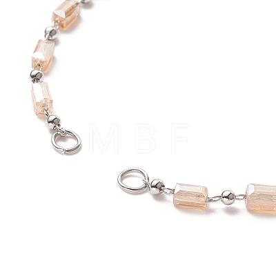 Cuboid Glass Bead Link Chain Bracelet Making AJEW-JB01151-07-1