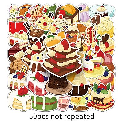 50Pcs Dessert PVC Self-Adhesive Stickers PW-WG54368-01-1