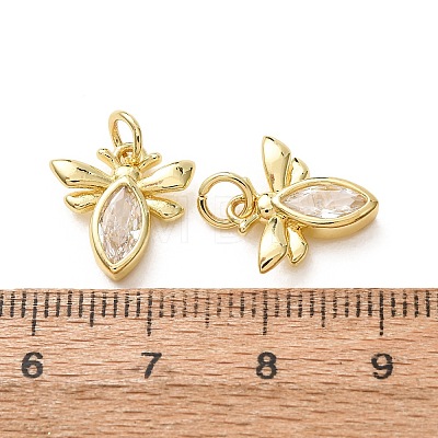 Brass Micro Pave Clear Cubic Zirconia Pendants CU-E003-18G-14-1
