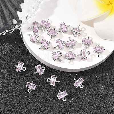 SHEGRACE Brass Pave Cubic Zirconia Rectangle Connector Charms XGRQ2O378-438B-P-1