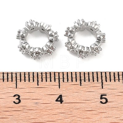 Brass Micro Pave Clear Cubic Zirconia European Beads KK-B102-35P-1