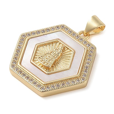 Brass Micro Pave Cubic Zirconia Pendants KK-I712-52G-07-1