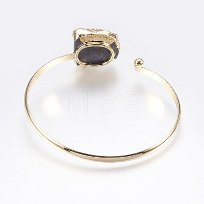Golden Plated Brass Cuff Bangles X-BJEW-L624-C01-1