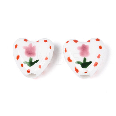 Hand Painted Tulip Flower Porcelain Ceramic Beads PORC-T134-28A-1