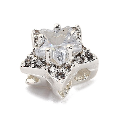 Brass Micro Pave Cubic Zirconia Beads KK-D408-11S-02A-1