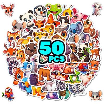 50Pcs Cartoon PVC Adhesive Waterproof Stickers PW-WGF15F9-01-1