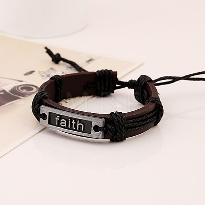 Adjustable Cowhide Cord Bracelets for Men BJEW-PW0001-02-1