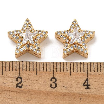 Brass Micro Pave Cubic Zirconia Beads KK-U037-08G-02-1