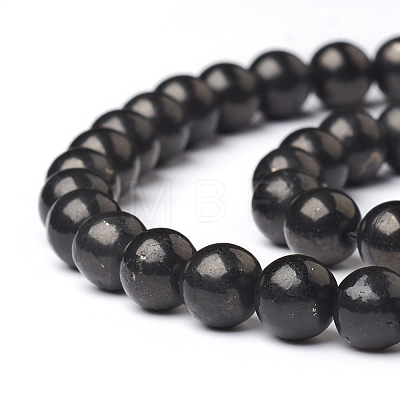 Natural Shungite Beads Strands G-I271-C03-6mm-1