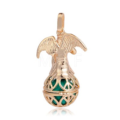 Golden Plated Brass Hollow Round Cage Pendants KK-J249-07G-1