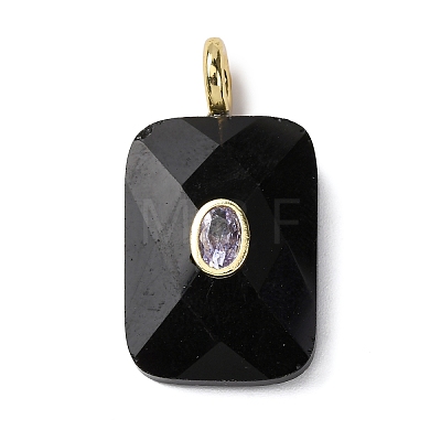 Natural Obsidian Faceted Pendants G-B186-01G-07-1