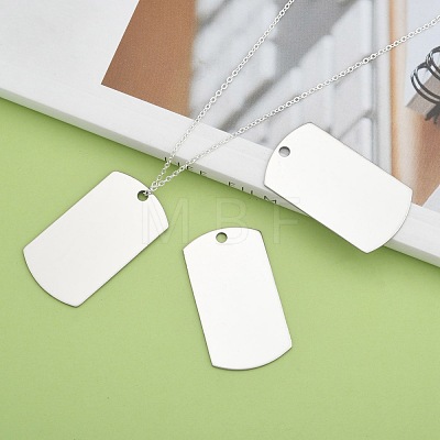 Tarnish Resistant 201 Stainless Steel Rectangle Stamping Blank Tag Pendants STAS-S031-03-1