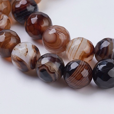 Natural Striped Agate/Banded Agate Beads Strands G-G581-8mm-11-1