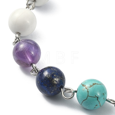 Natural Howlite & Mixed Gemstone Rosary Bead Bracelet BJEW-TA00329-01-1