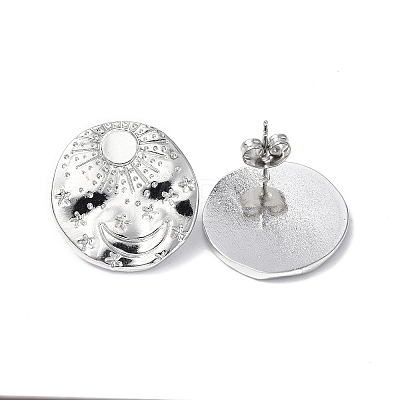 Tarnish Resistant 304 Stainless Steel Sun with Moon Stud Earrings for Women EJEW-F300-06P-1