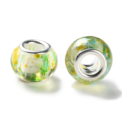 Transparent Two-Color Brass Cores Acrylic European Beads OACR-M024-05S-04-1