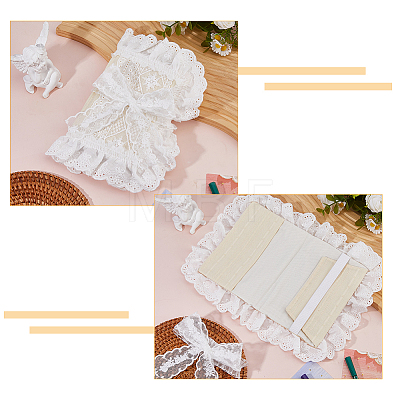 Polyester Lace Book Covers OFST-WH0002-59D-1