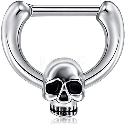 304 Stainless Steel Skull Circular/Horseshoe Barbell Nose Rings WG1AED8-01-1