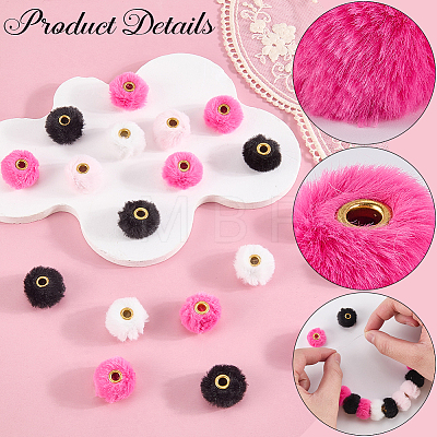 200Pcs 4 Colors Velvet Imitation Rabbit Fur European Beads FIND-SC0022-89-1