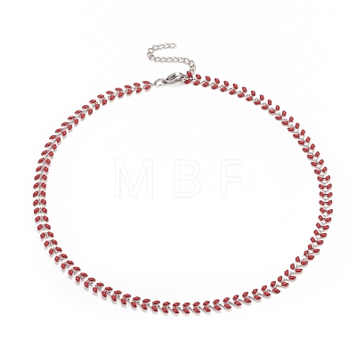 Enamel Wheat Link Chain Necklace NJEW-P220-02P-04-1