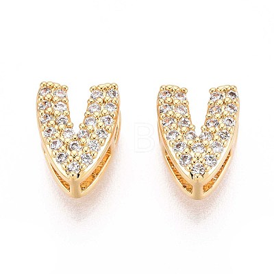Brass Micro Pave Clear Cubic Zirconia Beads KK-T071-17G-V-1