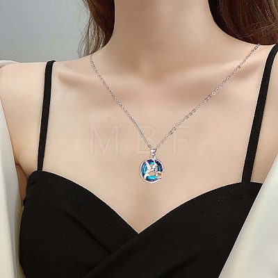 Bird and Flower Alloy Pendant Necklace with Rhinestone JN1016A-1