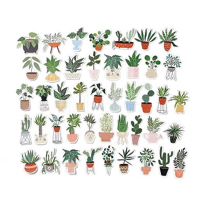 44Pcs 44 Styles Plant Theme Paper Stickers Sets X-STIC-P004-08-1