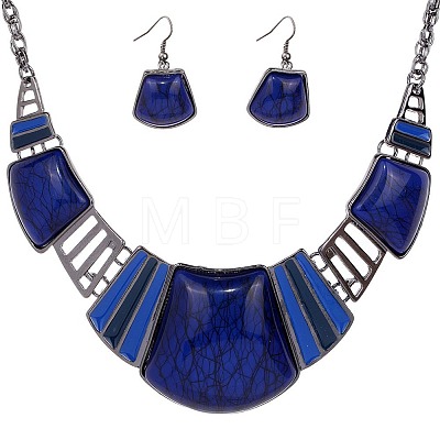 Trapezoid Alloy Resin Pendant Necklaces & Dangle Earrings Sets FS-WG8D8C4-01-1