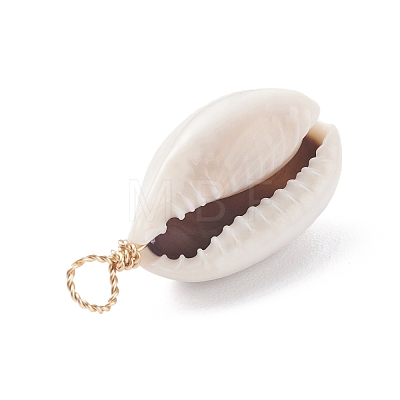 Natural Cowrie Shell Dyed Pendants PALLOY-JF01206-1